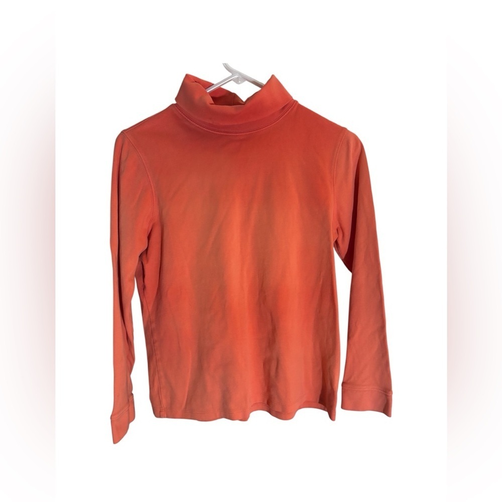 L.L. Bean Coral Orange Long Sleeve Turtleneck Tee - 100% Cotton | Size M